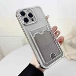 For iPhone 12 Pro Four-cornered Glitter Electroplated Card Bag TPU Phone Case(Silver)