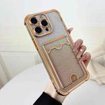 For iPhone 12 Pro Four-cornered Glitter Electroplated Card Bag TPU Phone Case(Gold)