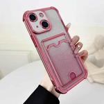 For iPhone 13 Four-cornered Glitter Electroplated Card Bag TPU Phone Case(Pink)
