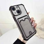 For iPhone 13 Four-cornered Glitter Electroplated Card Bag TPU Phone Case(Black)