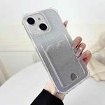 For iPhone 14 Four-cornered Glitter Electroplated Card Bag TPU Phone Case(Transparent)