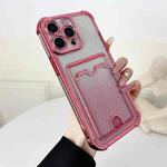 For iPhone 15 Pro Max Four-cornered Glitter Electroplated Card Bag TPU Phone Case(Pink)