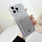 For iPhone 16 Pro Four-cornered Glitter Electroplated Card Bag TPU Phone Case(Transparent)