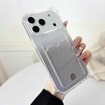 For iPhone 17 Pro Max Four-cornered Glitter Electroplated Card Bag TPU Phone Case(Transparent)