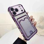 For iPhone 17 Pro Max Four-cornered Glitter Electroplated Card Bag TPU Phone Case(Purple)