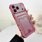 For iPhone 17 Pro Max Four-cornered Glitter Electroplated Card Bag TPU Phone Case(Pink)