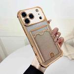 For iPhone 17 Pro Max Four-cornered Glitter Electroplated Card Bag TPU Phone Case(Gold)