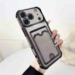 For iPhone 17 Pro Four-cornered Glitter Electroplated Card Bag TPU Phone Case(Black)