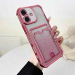 For iPhone 17 Four-cornered Glitter Electroplated Card Bag TPU Phone Case(Pink)