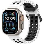 For Apple Watch 46mm / 49mm / 45mm / 44mm Ocean Double-row Hole Two-color Silicone Watch Band(White Black)