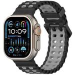 For Apple Watch 46mm / 49mm / 45mm / 44mm Ocean Double-row Hole Two-color Silicone Watch Band(Black Gray)
