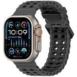 For Apple Watch 46mm / 49mm / 45mm / 44mm Ocean Double-row Hole Two-color Silicone Watch Band(Black Black)