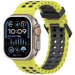 For Apple Watch 46mm / 49mm / 45mm / 44mm Ocean Double-row Hole Two-color Silicone Watch Band(Lemon Gray)
