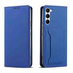 For Samsung Galaxy S23 5G Magnetism Skin Feel Card Holder Leather Phone Case(Blue)