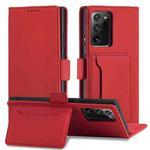 For Samsung Galaxy Note20 Ultra Magnetism Skin Feel Card Holder Leather Phone Case(Red)