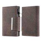 Suteni Denim Buckle Button Automatically Pops Out the Card Box(Brown)