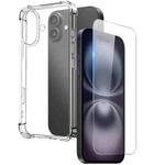 For iPhone 16 Plus NORTHJO 2 in 1 TPU Airbag Shockproof Phone Case with Screen Film(Clear)