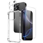 For iPhone 16 Pro NORTHJO 3 in 1 TPU Airbag Shockproof Phone Case with Screen Protector Lens Film(Clear)