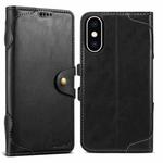 For iPhone XS Max Suteni Q-03 Oil Wax Magnetic Clasp Leather Phone Case(Black)
