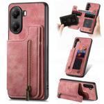 For Xiaomi Poco X7 Pro Retro Leather Zipper Wallet Back Phone Case(Pink)