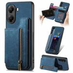 For Xiaomi Poco X7 Pro Retro Leather Zipper Wallet Back Phone Case(Blue)
