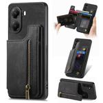 For Xiaomi Poco X7 Pro Retro Leather Zipper Wallet Back Phone Case(Black)