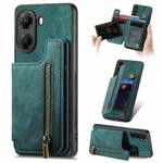 For Xiaomi Poco X7 Pro Retro Leather Zipper Wallet Back Phone Case(Green)