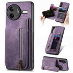 For Redmi K80 Pro / Poco F7 Ultra Retro Leather Zipper Wallet Back Phone Case(Purple)