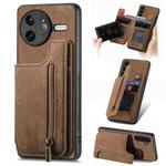 For Redmi K80 Pro / Poco F7 Ultra Retro Leather Zipper Wallet Back Phone Case(Brown)