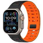 For Apple Watch 42mm / 41mm / 40mm / 38mm Mountain Armor Magnetic Silicone Watch Band(Black Orange)