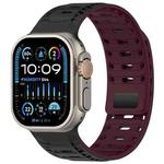 For Apple Watch 42mm / 41mm / 40mm / 38mm Mountain Armor Magnetic Silicone Watch Band(Black Burgundy)