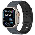 For Apple Watch 42mm / 41mm / 40mm / 38mm Mountain Armor Magnetic Silicone Watch Band(Starlight Gray Black)