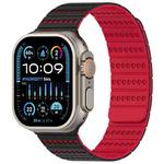 For Apple Watch 46mm / 49mm / 45mm / 44mm Honeycomb Magnetic Watch Band(Black Red)