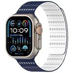 For Apple Watch 46mm / 49mm / 45mm / 44mm Honeycomb Magnetic Watch Band(Deep Blue White)