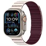 For Apple Watch 46mm / 49mm / 45mm / 44mm Honeycomb Magnetic Watch Band(Starlight Burgundy)