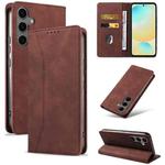 For Samsung Galaxy S24 FE 5G Dreamy Magnetic Dual-fold Calfskin Leather Phone Case(Coffee)