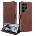 For Samsung Galaxy S24 Ultra 5G Dreamy Magnetic Dual-fold Calfskin Leather Phone Case(Coffee)