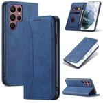 For Samsung Galaxy S23 Ultra 5G Dreamy Magnetic Dual-fold Calfskin Leather Phone Case(Blue)
