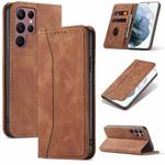 For Samsung Galaxy S23 Ultra 5G Dreamy Magnetic Dual-fold Calfskin Leather Phone Case(Crown)