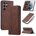 For Samsung Galaxy S23 Ultra 5G Dreamy Magnetic Dual-fold Calfskin Leather Phone Case(Coffee)
