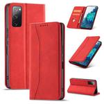 For Samsung Galaxy S20 FE Dreamy Magnetic Dual-fold Calfskin Leather Phone Case(Red)