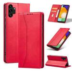 For Samsung Galaxy A13 Dreamy Magnetic Dual-fold Calfskin Leather Phone Case(Red)