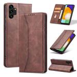 For Samsung Galaxy A13 Dreamy Magnetic Dual-fold Calfskin Leather Phone Case(Coffee)