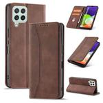 For Samsung Galaxy A22 4G Dreamy Magnetic Dual-fold Calfskin Leather Phone Case(Coffee)