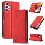 For Samsung Galaxy A32 4G Dreamy Magnetic Dual-fold Calfskin Leather Phone Case(Red)