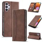 For Samsung Galaxy A32 4G Dreamy Magnetic Dual-fold Calfskin Leather Phone Case(Coffee)