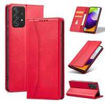 For Samsung Galaxy A52 4G / 5G Dreamy Magnetic Dual-fold Calfskin Leather Phone Case(Red)