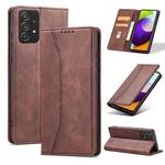 For Samsung Galaxy A52 4G / 5G Dreamy Magnetic Dual-fold Calfskin Leather Phone Case(Coffee)