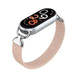 For xiaomi Smart Band 10 / 9 / 8 Metal Head Single Woven Nylon Watch Band, Size:S(Colorful Pink)