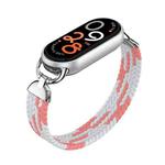 For xiaomi Smart Band 10 / 9 / 8 Metal Head Single Woven Nylon Watch Band, Size:M(Pink White)